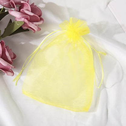 Dkrsyz 100 Count Sheer Organza Mesh Drawstring Gift Bags Yellow 4x6 Inch - color: Yellow, size: 4x6 inch 1 Count (Pack of 100)