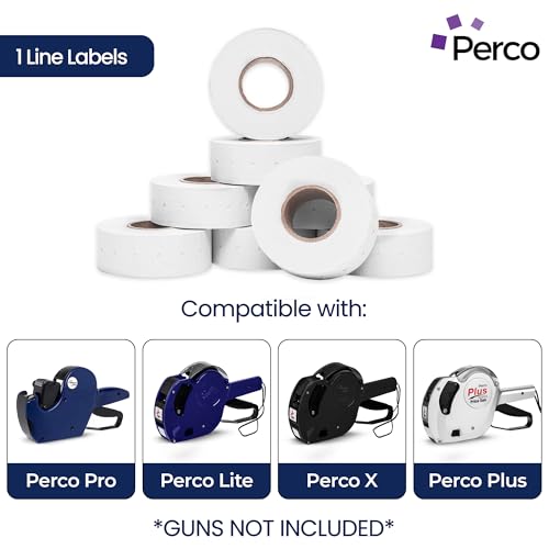 Perco 1-Line White Blank Price & Date Gun Labels – 8 Rolls, 8,000 Count - color: White, size: 1 Sleeve
