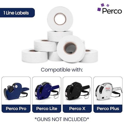 Perco 1-Line White Blank Price & Date Gun Labels – 32 Rolls, 32,000 Count - color: White, size: 4 Sleeves