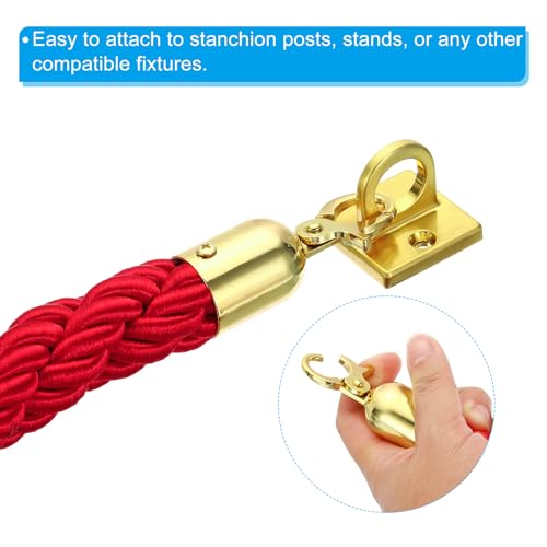 PATIKIL Stanchion Rope, 1.2m/3.9Ft Barrier Rope Twisted Post Ropes for Posts Stands Queue Divider Crowd Control of Hotel, Red Golden - color: Red, Golden, size: 3.9Ft