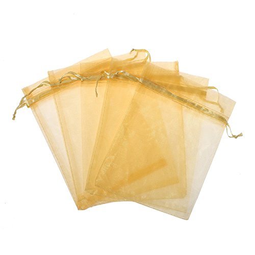Wudygirl 100 PCS Organza Bags 3.9"x4.7" Gift Bags with Drawstring Gold - color: Gold, size: 3.9x4.7 IN