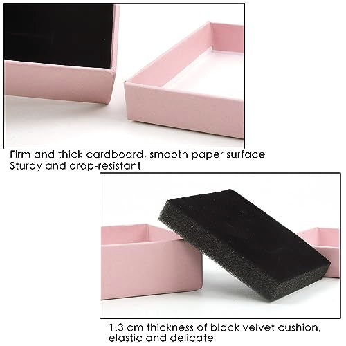 Coobbar Gift Box Necklace Earring Ring Box Gift Box,12 Pieces Square Cardboard Jewelry Gift Boxes,Cotton Filled Cardboard Paper Jewelry Box Gift Case (3.5x3.5x1.25 Inches) (Pink) - color: Pink