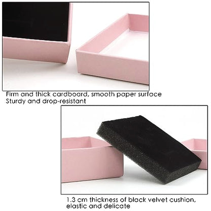 Coobbar Gift Box Necklace Earring Ring Box Gift Box,12 Pieces Square Cardboard Jewelry Gift Boxes,Cotton Filled Cardboard Paper Jewelry Box Gift Case (3.5x3.5x1.25 Inches) (Pink) - color: Pink