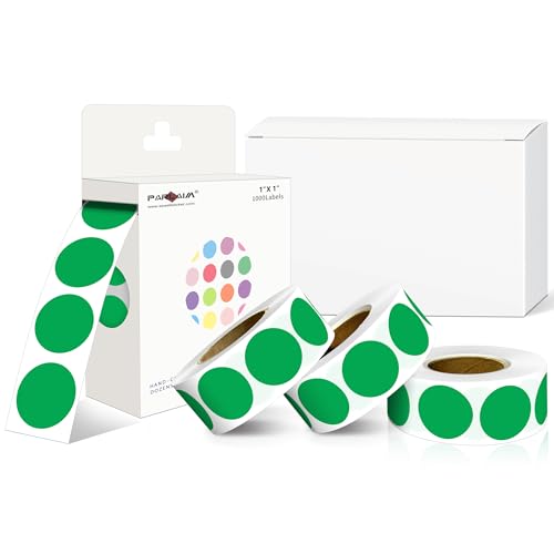 Color-Coded Dot Sticker 1 inch Permanent Adhesive Round Label Green 4 Rolls - color: Green, size: 4 Rolls-4000PCS