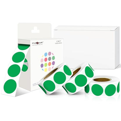 Color-Coded Dot Sticker 1 inch Permanent Adhesive Round Label Green 4 Rolls - color: Green, size: 4 Rolls-4000PCS