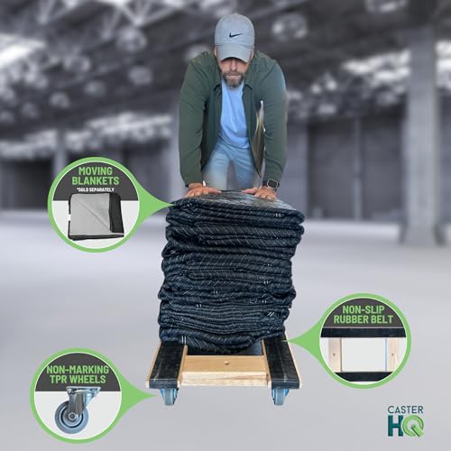 Made in USA Premium Solid Oak Furniture Dolly, 2-Pack - 18"x30" H-Frame w/Non-Slip Grip, 3.5" Non-Marking Wheels, Heavy-Duty 1000 lbs Capacity Each (18"x40" Dolly 2-Pack) - size: 18"x40" Dolly 2-Pack