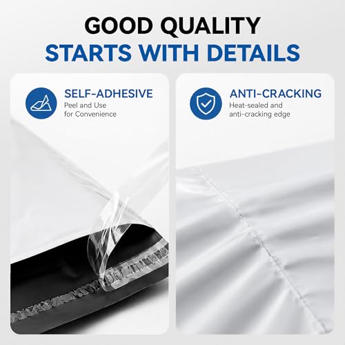 White Poly Mailers 10x13, 100 Pack Self‑Adhesive Shipping Bags - color: White, size: 10"x13"(100pcs)