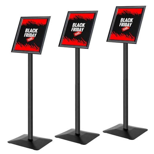 Sign Stand for Display, Ultra Stable Heavy Duty Pedestal Signage Holder - size: 8.5x11 3Pack, style: Black