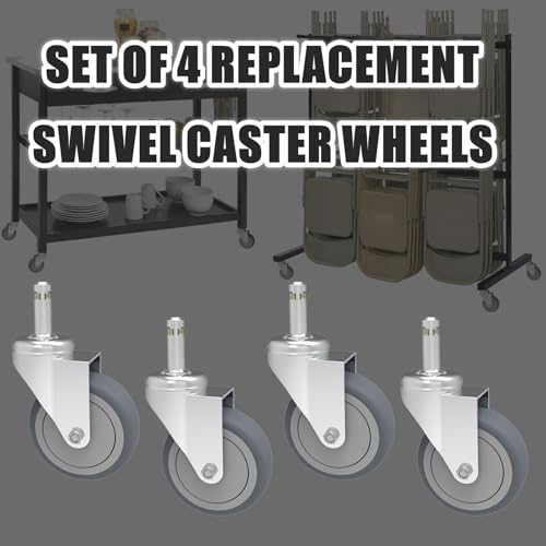 RILIDRI 2-Inch Swivel Stem Caster, 7/16-Inch Stem Diameter Rubber Wheel, Thermoplastic Rubber TPR Replacement Wheels for Weber Grill Shop Vac - 4 Pack - size: 2 Inch-125LB(4 Swivel)