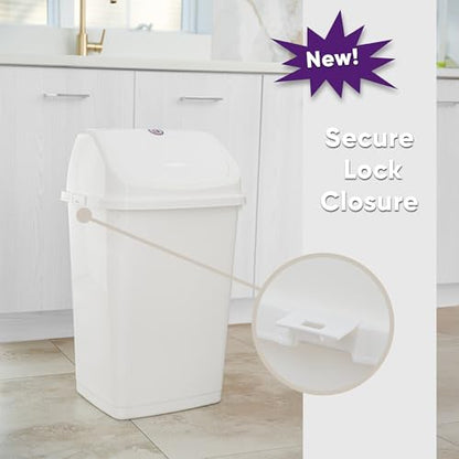 Superio Kitchen Trash Can 13 Gallon with Swing Lid, Plastic Garbage Can Outdoor and Indoor, Large 52 Qt Recycle Bin and Waste Basket for Home, Office, Garage, Patio, Restaraunt (White) - size: 13 Gallon, style: 1 Pack