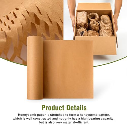 Honeycomb Packing Paper 12" Width X 400 FT for Moving Glass Dishes Recyclable Wrapping Paper Bubble Wrap Packing Material for Shipping Fragile Items Shipping Filler with 20 Fragile Stickers - size: 12"x400'