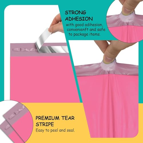 Poly Mailers 10x13 Inch, 200 Pack, Pink Shipping Bags, 2.4 Mil - color: Pink, size: 10x13 Inch 200 Pcs