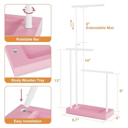 SRIWATANA Pink & White Extra Tall Necklace Holder, Jewelry Display Stand - color: Pink & White