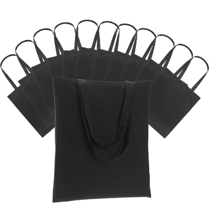 Carbrea 12 Pack Thin Canvas Tote Bags Bulk, Reusable Grocery Bags - Black - color: Black, size: Medium
