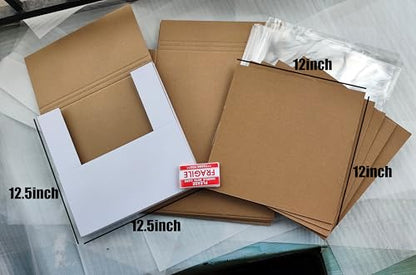 Vinyl Record White LP Shipping Boxes Set 12.6" x 12.6" x 1" Record Mailers Corrugated Cardboard Boxes Album Paper Box (5)