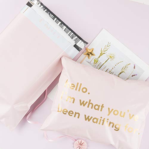 RUSPEPA Poly Mailer Shipping Bag with Self Sealing, Business Text Printed Design 2.3 Mil Heavy Duty Self Seal Mailing Envelopes, 100 Pack 10 x 13 inches, Pink - color: Pink, size: 10 x 13 inches