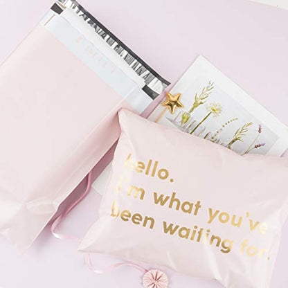 RUSPEPA Poly Mailer Shipping Bag with Self Sealing, Business Text Printed Design 2.3 Mil Heavy Duty Self Seal Mailing Envelopes, 100 Pack 10 x 13 inches, Pink - color: Pink, size: 10 x 13 inches