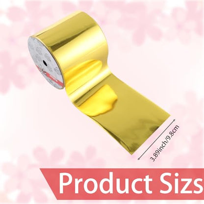 4inch x 50yardsShiny Gold Waterproof Ribbon,Curling Ribbon for Gifts Package Wrapping,Crafting. - color: Gold, size: 4inch x50yards