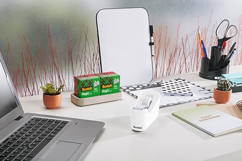 Scotch Tape Dispenser,White,Great for School or Office and Includes 1 Roll of Scotch Magic Tape 3/4 in x 350 in,ABS Material,(Pack of 4) - size: (Pack of 4)