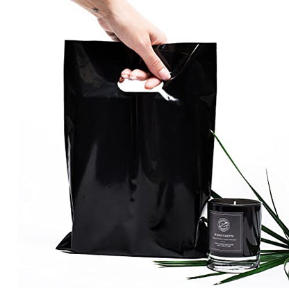 Choice Marts 100 Black Plastic Bags With Handles 9x12 Merchandise Bags - color: Black