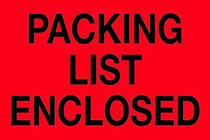 Tape Logic Aviditi Tape Logic 2" x 3","Packing List Enclosed" Fluorescent Red Sticker, for Shipping, Handling, Packing, and Moving (1 Roll of 500 Labels)