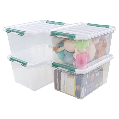 Latching Storage Bins with Lids, 20 Qt Stackable Box, 4-Pack - size: 20 Quart