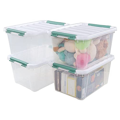 Latching Storage Bins with Lids, 20 Qt Stackable Box, 4-Pack - size: 20 Quart