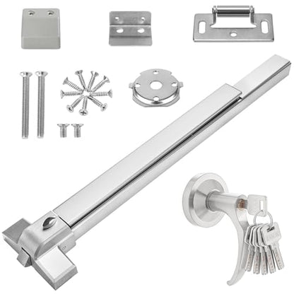 Push Bar Panic Exit Device with Handle, 31 Inch Aluminum Emergency Exit Door Hardware with 6 Keys, Commercial Emergency Door Lock Fits 31"-47" Wood & Metal Doors, Left/Right Compatible - size: 31inch