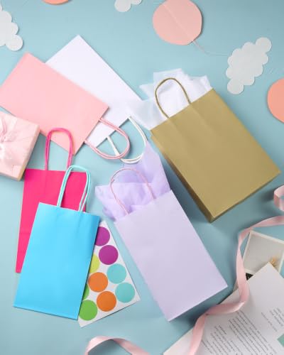 AZOWA Gift Bags Small Kraft Paper Bags with Handles (5 x 3.1 x 8.2 in, Magenta, 25 Pcs) - color: Magenta, size: Small (Pack of 25)