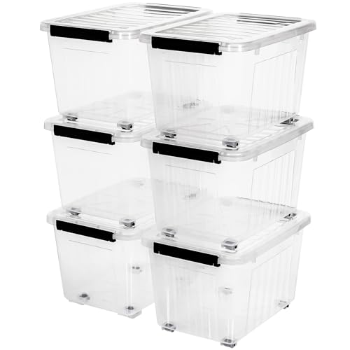 Citylife 54 Quart Large Clear Plastic Storage Bins with Lids 6-Pack - color: Clear White, size: 54 QT-6 Packs