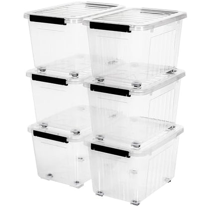Citylife 54 Quart Large Clear Plastic Storage Bins with Lids 6-Pack - color: Clear White, size: 54 QT-6 Packs
