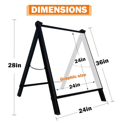 24"x24" Premium Heavy-Duty A-Frame Sign Stand – Holds 2 Insert Boards + 1 Hanging Sign | Weatherproof Sidewalk Sign Holder for Business, Real Estate, Restaurants & Events (STAND ONLY) (1)