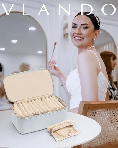 VLANDO Travel Jewelry Box with Clear 12 Velvet Bags,Baby Blue - color: 12PCS-Baby Blue