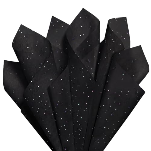 120 Sheets 14 x 20 Inch Black Glitter Tissue Paper for Gift Bags - color: Glitter Black