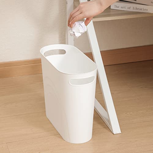 Small Bathroom Trash Can, 3.5 Gallon Slim Garbage Can, 2 Pack White - color: White, size: 2 pack