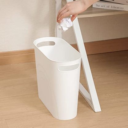 Small Bathroom Trash Can, 3.5 Gallon Slim Garbage Can, 2 Pack White - color: White, size: 2 pack