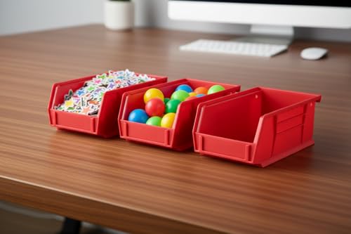 HE HUDSON EXCHANGE 7.5" x 4" x 3" Plastic Stackable Storage Bin, Red - color: Red, size: 1 Pack