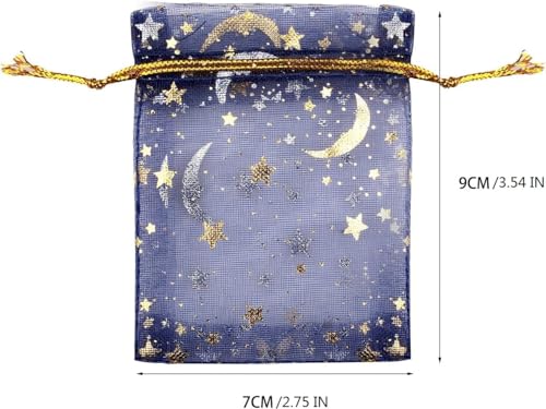 SUMAJU 100 Pieces Moon Star Organza Jewelry Candy Bags 2.7x3.5 Inch - color: Multi 2.7x3.5 Inch