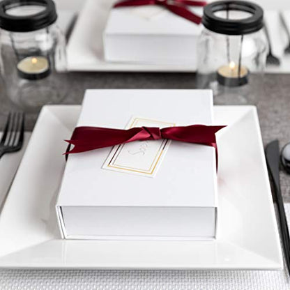 Purple Q Crafts White Hard Gift Box with Magnetic Closure Lid 7 inch x 5 inch x 1.6 inch Rectangle Small Boxes For Gifts With White Glossy Finish (2 Boxes), 1 Count (Pack of 2) - size: 1 Count (Pack of 2)