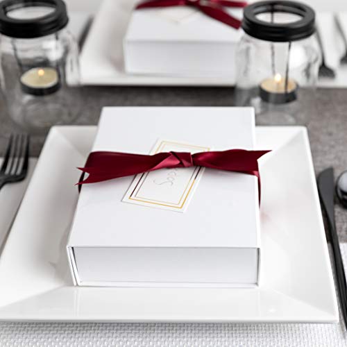 Purple Q Crafts White Hard Gift Box with Magnetic Closure Lid 7 inch x 5 inch x 1.6 inch Rectangle Small Boxes For Gifts With White Glossy Finish (5 Boxes), 1 Count (Pack of 5) - size: 1 Count (Pack of 5)