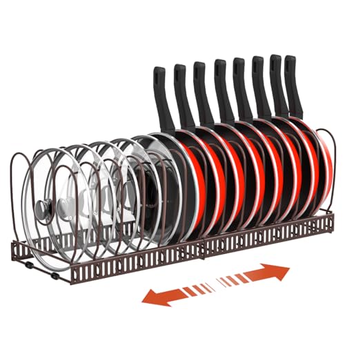 Housolution Pot and Pan Lid Organizer Holder Storage Rack, Bronze - color: Bronze, size: 14 Dividers