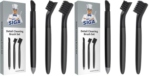 MR.SIGA Grout Cleaner Brush Set, Detail Cleaning Brush Set for Tiles, Sinks, Drains, Grout Brush for Edge, Crevice Cleaning (Pack of 2) - size: 6.2 x 0.7 x 0.8 inch (Pack of 2)