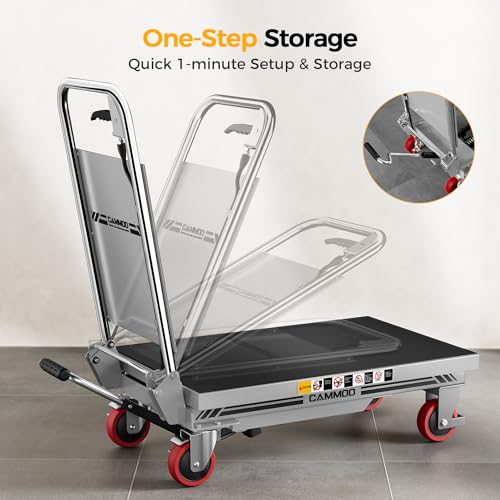 CAMMOO Hydraulic Lift Table Cart, 500 lb Foldable Scissor Lift, Gray - size: 500lbs Gray