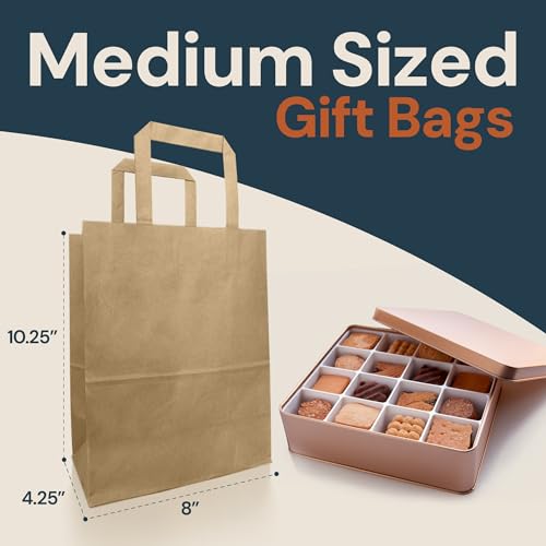 Reli. Brown Paper Bags with Handles | 55 Pack Kraft Bulk