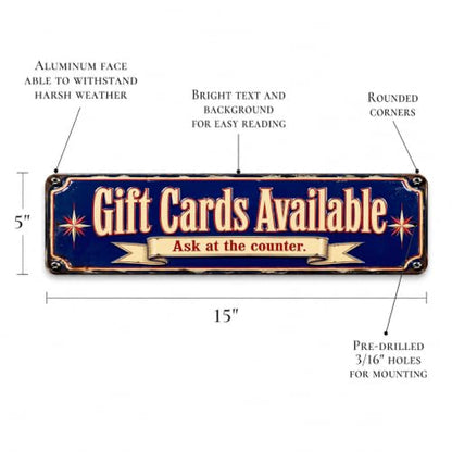 Gift Cards Available Vintage Enamel Business Sign - style: Gift Cards Available