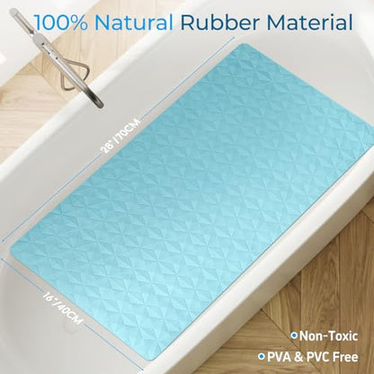 Non Slip Bathtub Mat for Bath Tub Shower - 241 Vacuum Suction Cups - color: Blue, size: 28" x 16" (Rectangular)