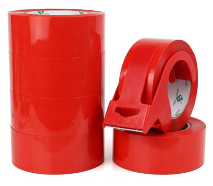 BOMEI PACK Red Packing Tape, 6 Rolls Heavy Duty Packaging Tape for Shipping Packaging Moving Sealing, Thicker 2.52mil Packing Tape, 1.88 inches Wide, 110 Yards Per Roll - color: Red