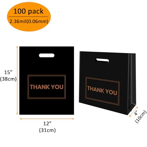 100Pcs 16x18 Inch Thank You Bags for Small Business|Black - color: 12x15 Inch (100Pcs)