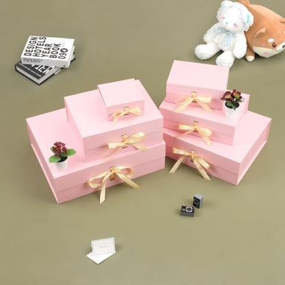 Large Gift Boxes with Lids 5 Pcs 13X11X5.3 In Pink Magnetic Gift Box Large - color: 13X11X5.3Inch-Pink-Pack of 5