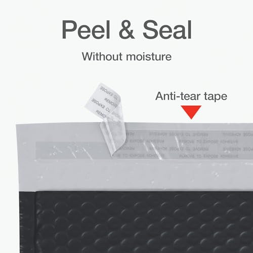 Quality Park Bubble Mailers, 4 x 8 Shipping Envelopes, Self-Seal, Small Black Padded Envelopes, Redi-Strip Peel Off Closure, 50 Per Box (1002352) (Pack of 4) - color: Black, size: 4 x 8 (Pack of 4)